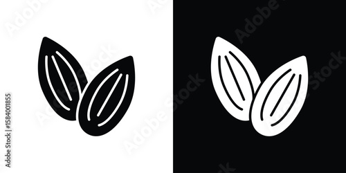 Almond icon silhouette in black flat style. Graphic element