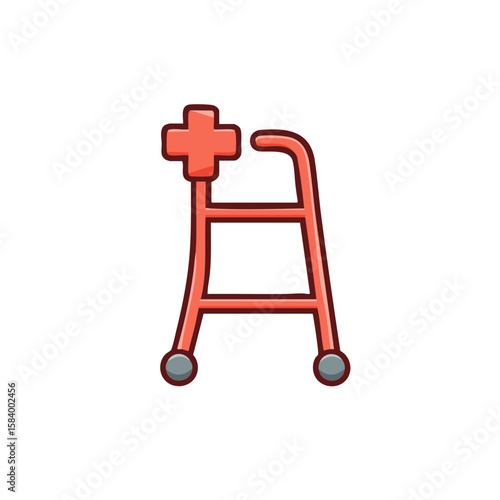 Medical walker with wheels icon - mobility aid for seniors and patients