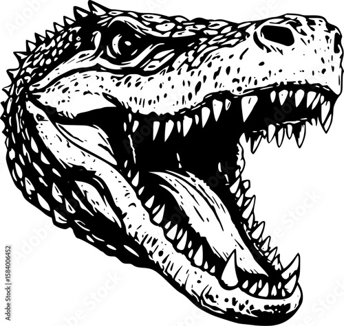 Crocodile - Black and White Isolated Icon - Vector illustration