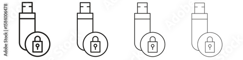 Pendrive security icon for graphic design, Web, UI, app. Simple abstract icons