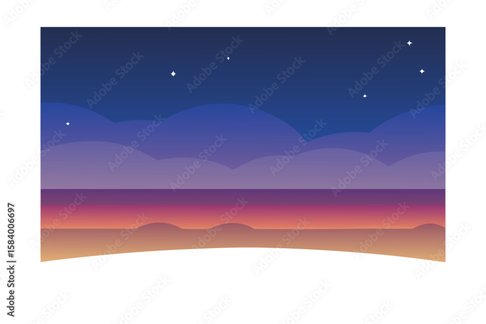 Naklejka premium Vector Twilight Sky Over Horizon Line