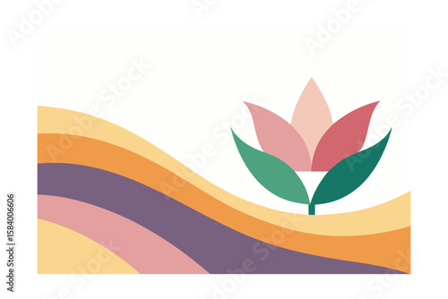 Wavy Flower Field With Gradients And Soft Curves
