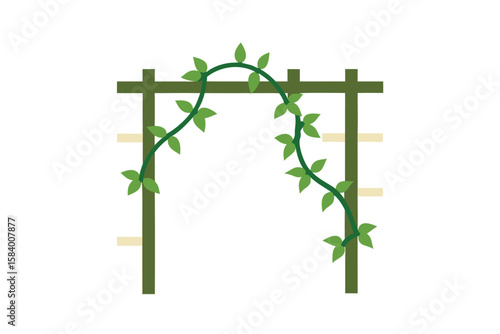 Stylized Ivy Crawling Up The Trellis On White Background
