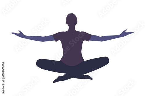 Silhouette of person meditating with arms outstretched
