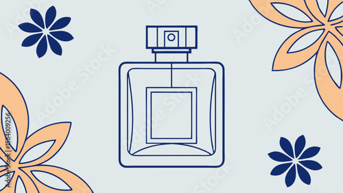 Sophisticated perfume bottle vector illustration with floral motifs for upscale branding