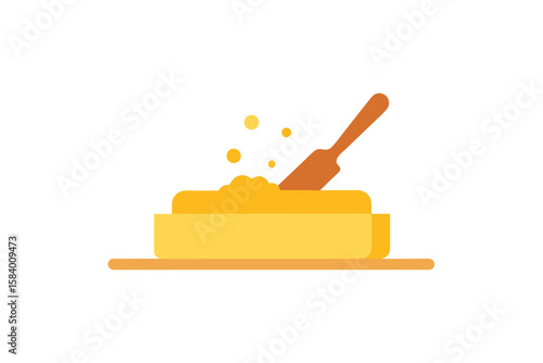 Flat Vector Butter Block With Spreader And