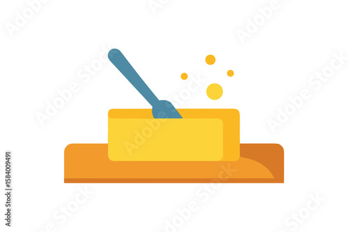 Flat Vector Butter Block With Spreader And