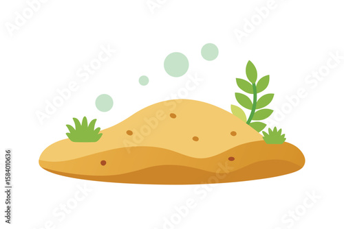 Cartoon Raked Sand Patch With Pebbles And Shells