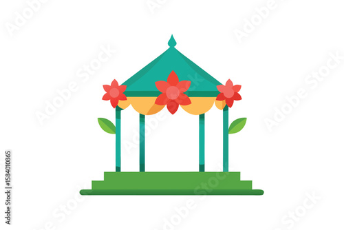 Cartoon Gazebo With Flowers Wrapped Around