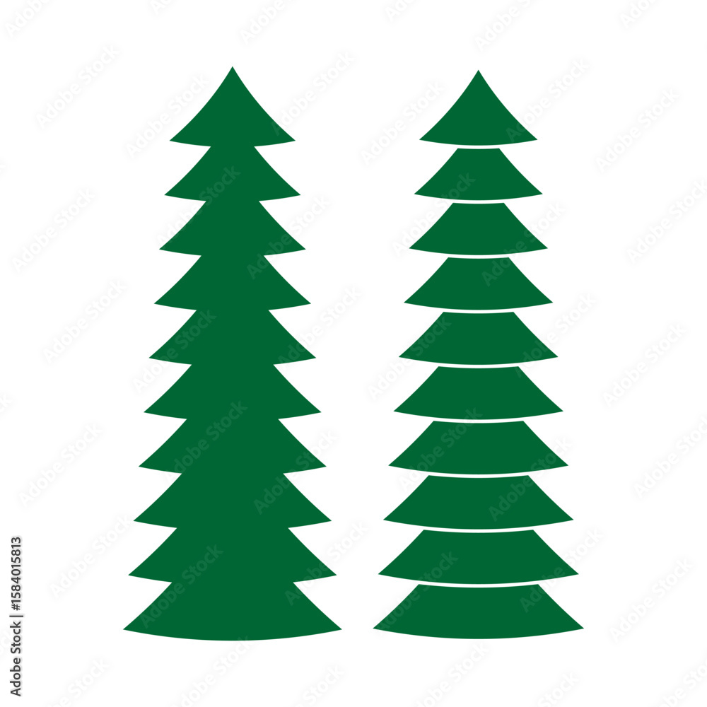 Fototapeta premium Christmas tree graphic. Green forest symbol. Winter holiday Vector. Nature festive illustration.