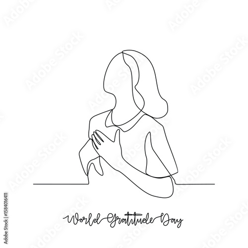 Wallpaper Mural One continuous line drawing of World Gratitude Day vector illustration. World Gratitude Day themes design concept in simple linear continuous line. Great design for campaign and business purpose. Torontodigital.ca