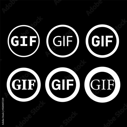 GIF format icon. Media file symbol. Animation video Vector. Digital multimedia emblem.