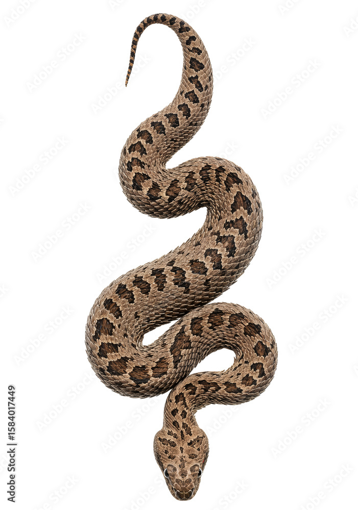 Saw-scaled viper with brown and beige diamond pattern, venomous snake, transparent background PNG Saw-scaled viper with brown and beige diamond pattern, venomous snake, transparent background PNG
