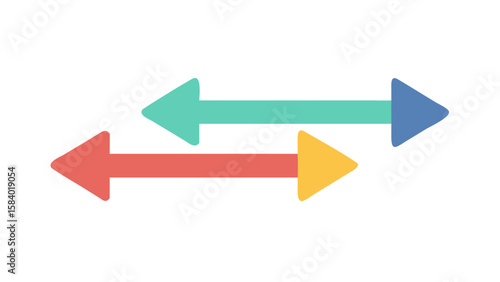 Two sets of colorful arrows pointing in opposite directions on a black background