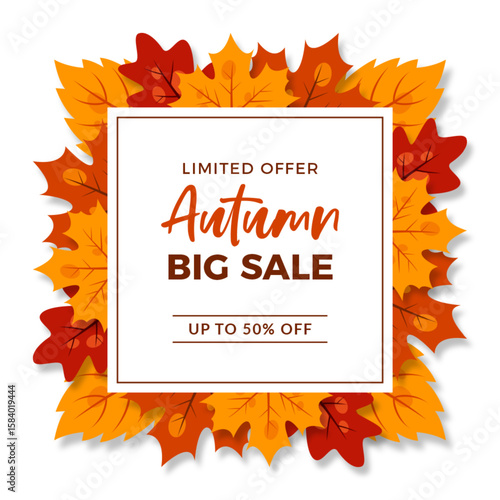 Sale autumn background social media post