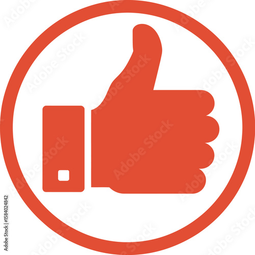 An orange thumbs up icon inside a circle symbolizes approval, agreement, and positive feedback.