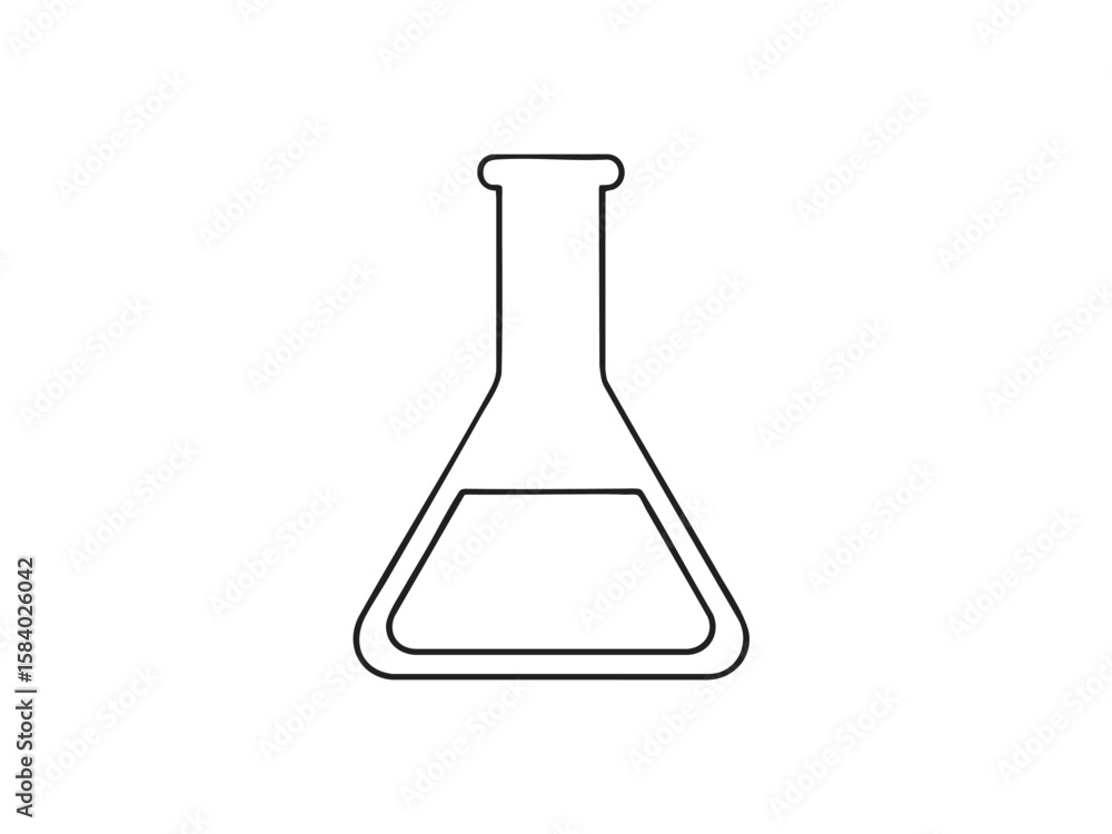 Erlenmeyer flask illustration. This minimal design showcases a classic lab beaker, perfect for science, chemistry, or educational projects Erlenmeyer flask illustration. This minimal design showcases a classic lab beaker, perfect for science, chemistry, or educational projects