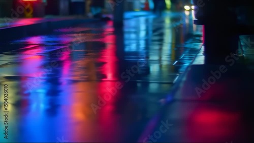 Wallpaper Mural Abstract neon reflections on wet city street at night creating a vibrant scene Torontodigital.ca