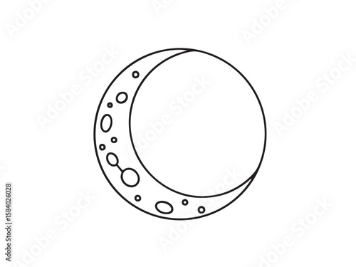 Crescent moon vector illustration. Stylized outline icon on a white background, great for astrology, astronomy, or decoration