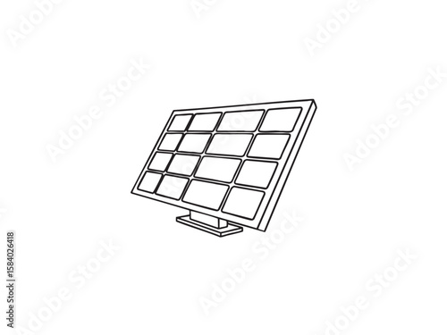 Line drawing of a solar panel. Clean energy, sustainable technology, and renewable resource concepts