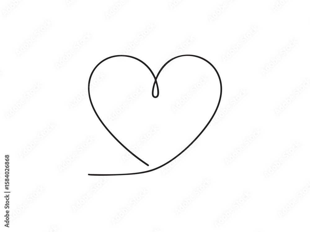 Simple continuous line drawing of a heart. Minimalist design perfect for Valentine's Day cards, social media posts, or romantic branding Simple continuous line drawing of a heart. Minimalist design perfect for Valentine's Day cards, social media posts, or romantic branding