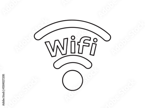 Wireless network symbol. Wi-fi icon or logo. Black and white graphic element of internet access. Simple illustration for design and web