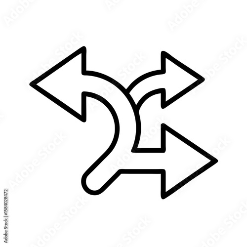 Double arrows indicating multiple directions in black line art  