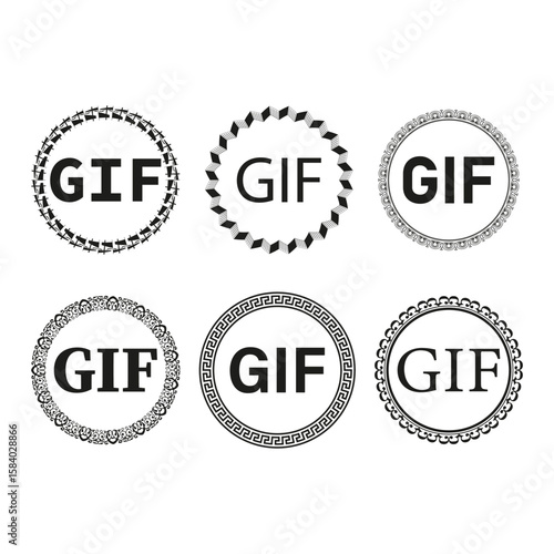 GIF format icon. Media file symbol. Animation video Vector. Digital multimedia emblem