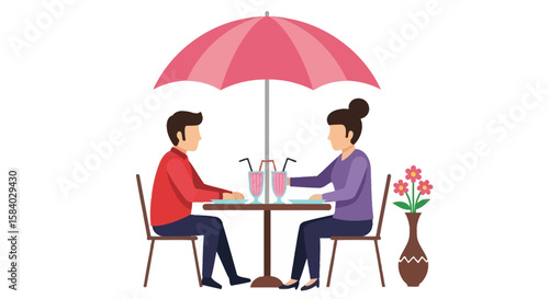 Celebrating National Girlfriend Day A lovely date under the umbrella, creating cherished memories on a special day of love and happiness. 