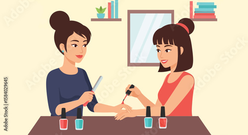 Celebrating National Girlfriend Day Enjoying a relaxing spa day with manicures and pampering session, a delightful, wholesome treat.