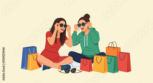 Celebrate National Girlfriend Day  Trendy shopping spree and fun moments with glasses. Best day ever with friends.