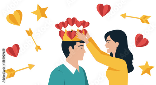 Celebrate national girlfriend day Crown her royalty with hearts, making every day feel special in this loving embrace.