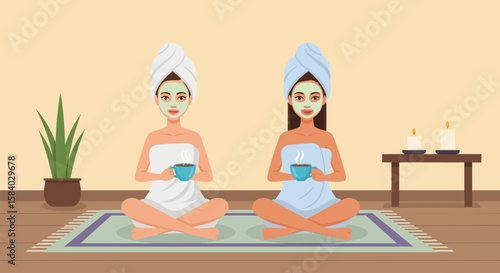 National Girlfriend Day Serenity Relaxing Spa Day with Skincare, Coffee, and Peaceful Meditation for a Blissful Time