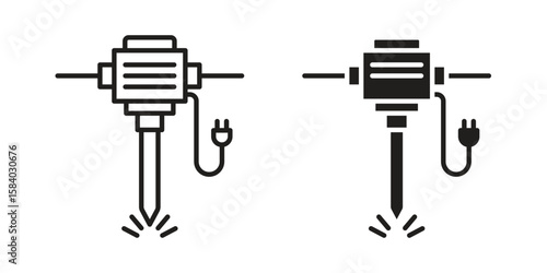 Hydraulic breaker icon concept for infographic, website or app.