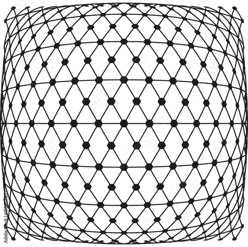 Wireframe sphere illustration. Geometric grid globe. Abstract network object. Vector digital model