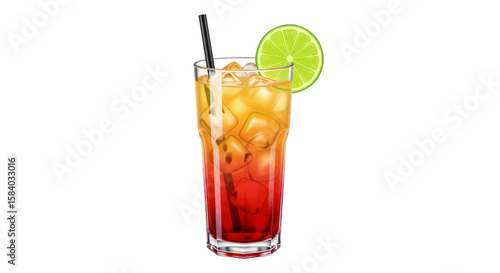 Refreshing Sunset A Captivating Beverage with Vibrant Colors and Zesty Lime 
