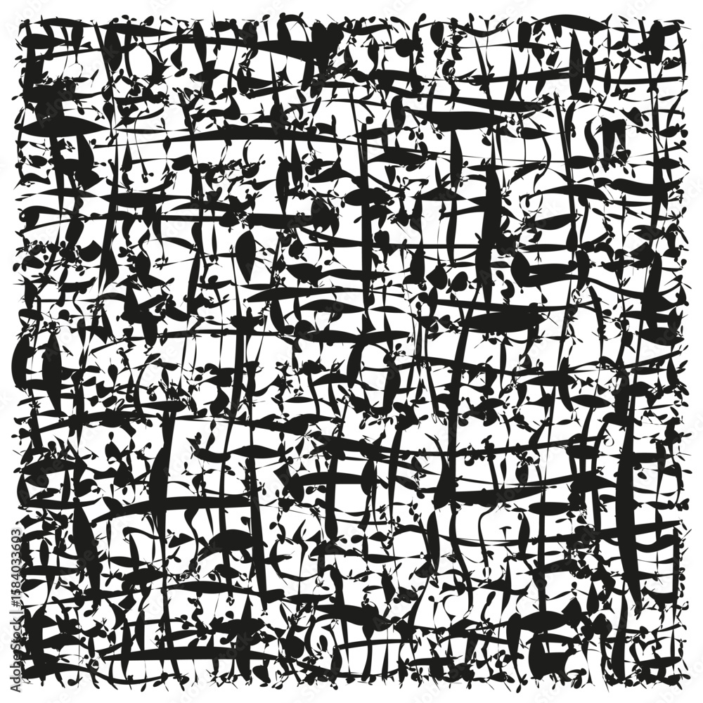 Naklejka premium Chaotic line pattern. Abstract grunge texture. Black white distressed. Vector random background.
