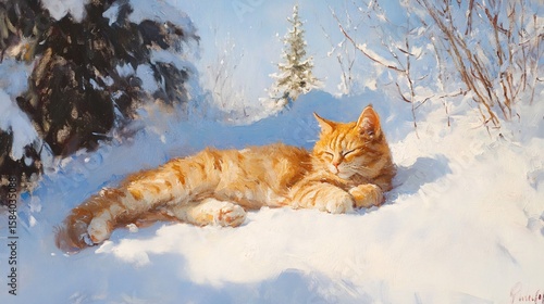 Wallpaper Mural cat in snow Torontodigital.ca