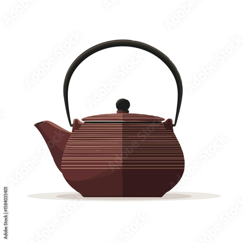 Vector illustration of yixing teapot traditional style on white background, chinese tea ceremony 