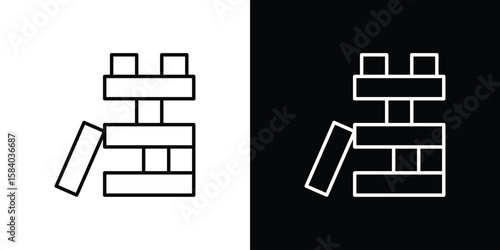 Wooden block icon Logo Template. lianer pictogram set.
