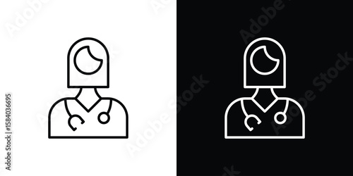 Woman Doctor icon Logo Template. lianer pictogram set.