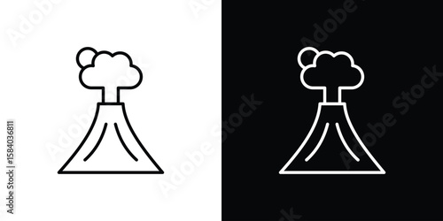 Volcano icon Logo Template. lianer pictogram set.