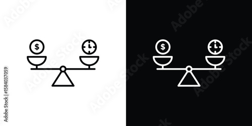 Time and money compare scale icon Logo Template. lianer pictogram set.
