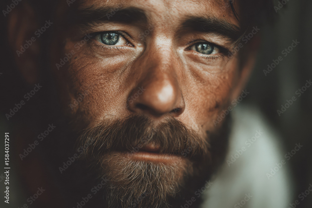 Fototapeta premium powerful and emotive portrait of american homeless man showcasing exaggerated pride and resilience