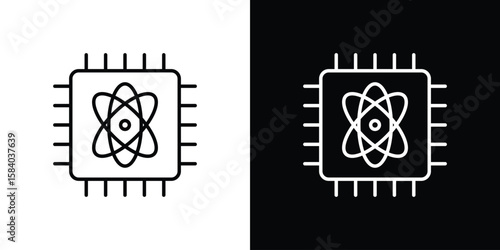 Quantum computing icon Logo Template. lianer pictogram set.