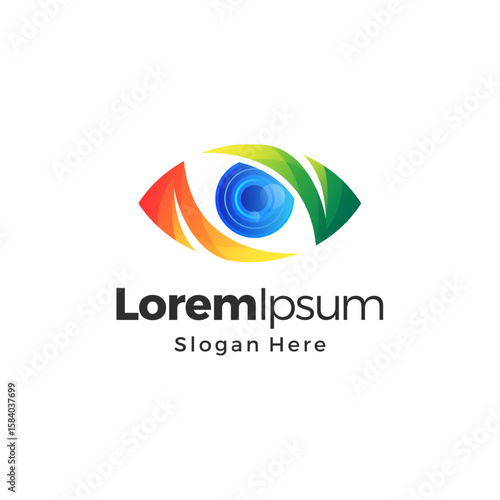 Eye camera vision gradient color premium logo design