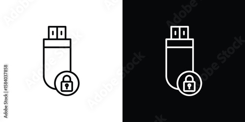Pendrive security icon Logo Template. lianer pictogram set.