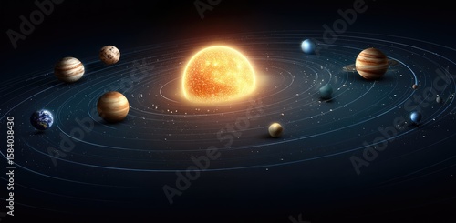 Solar system planets orbiting a central star (1)