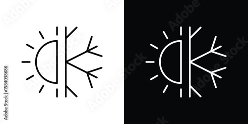 Hot and cold icon Logo Template. lianer pictogram set.