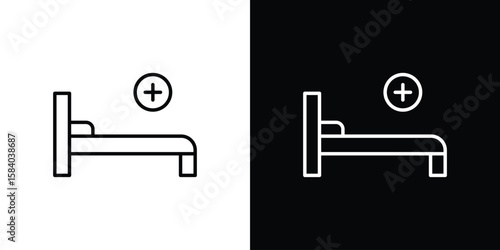 Hospital bed icon Logo Template. lianer pictogram set.